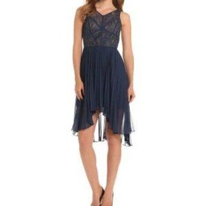 BCBG Paris Hi-Low Pleated Lace Evening Formal Chiffon Dress Size 0 New with Tags
